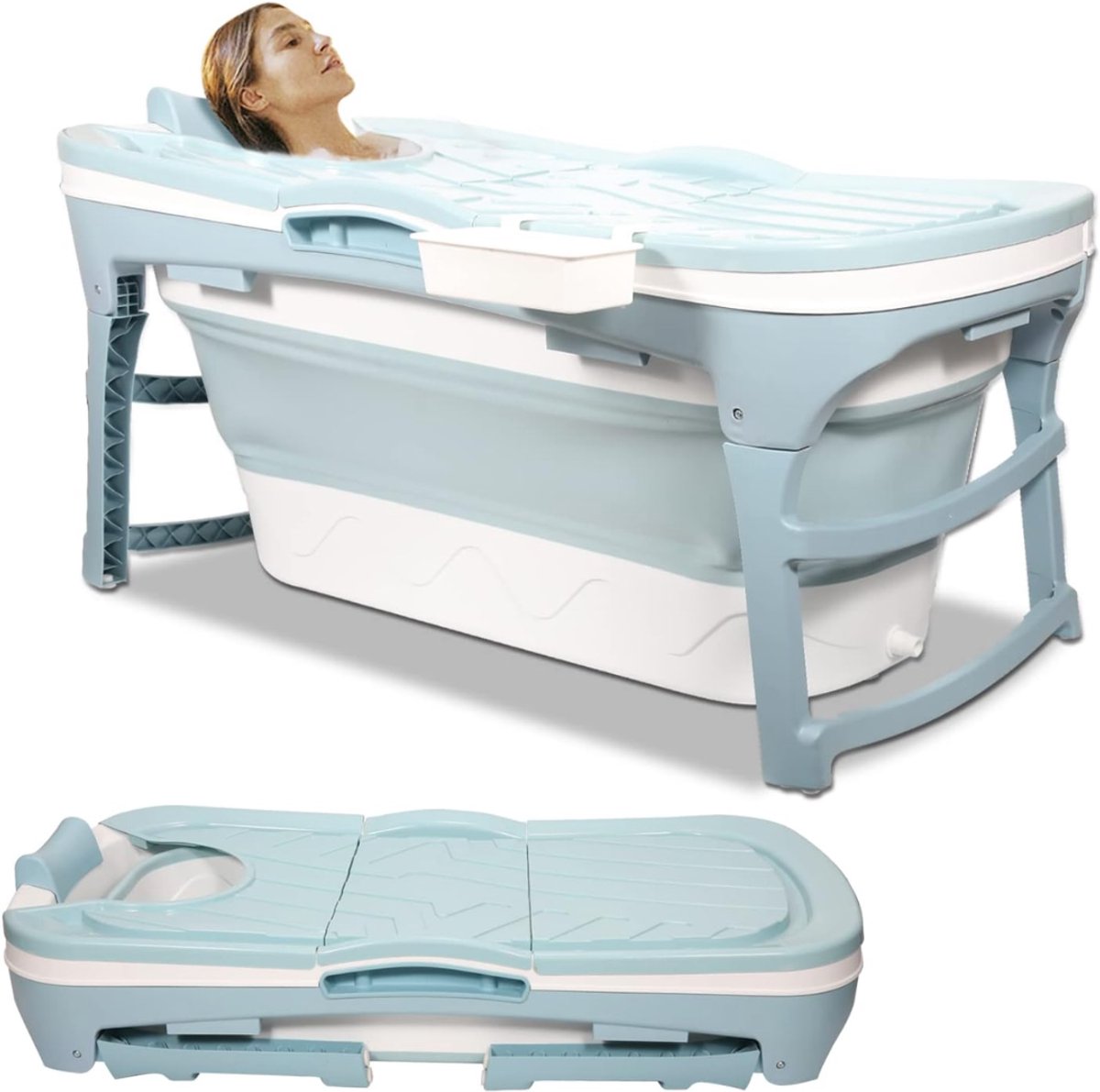 DnA® Opvouwbaar Bad - Bath Bucket - Inklapbaar Krukje - Zitbad - Lichtblauw - 118cm x 60cm x 50cm