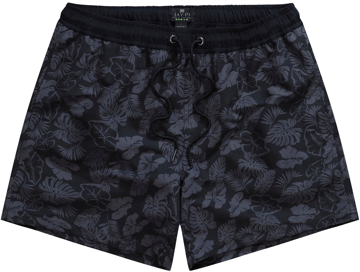 JAY-PI - Heren - Zwembroek beachwear elastische band gebloemde print - Zwart - Maat 4XL