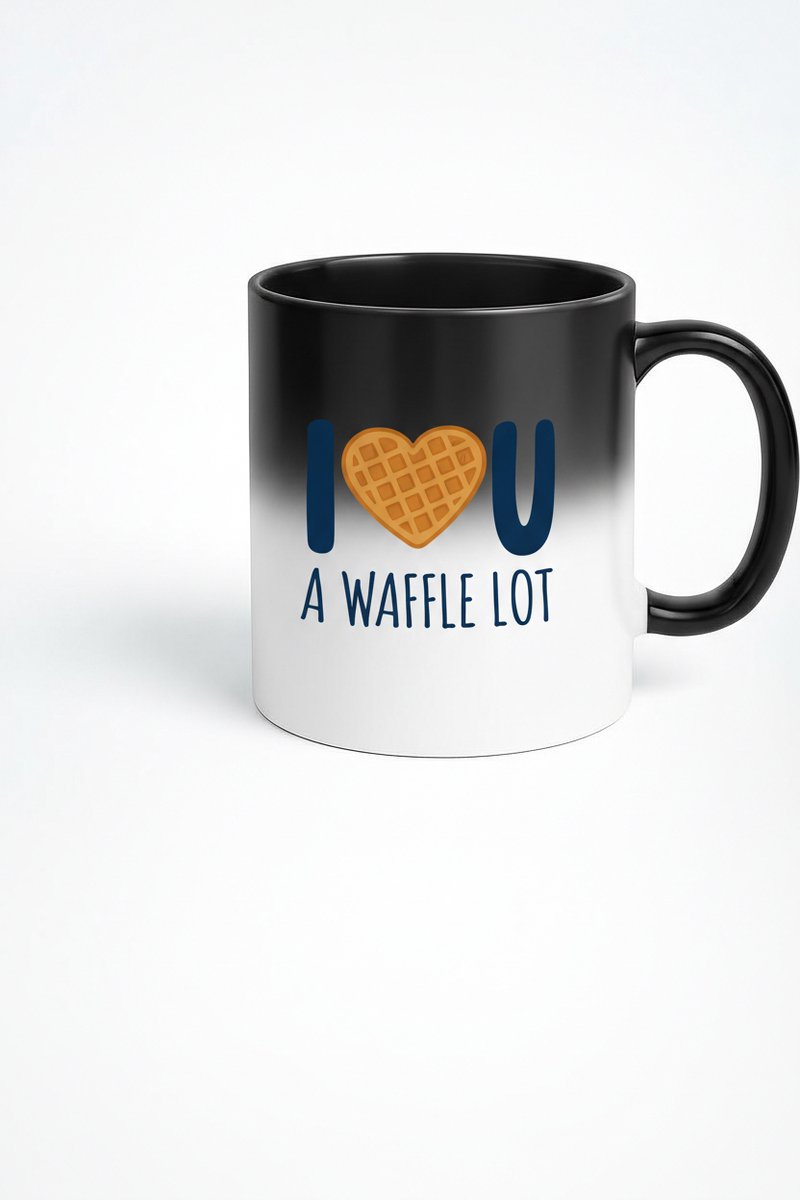 Warmtegevoelige Magische Mok 'I U A WAFFLE LOT' met Wafel Hart Design