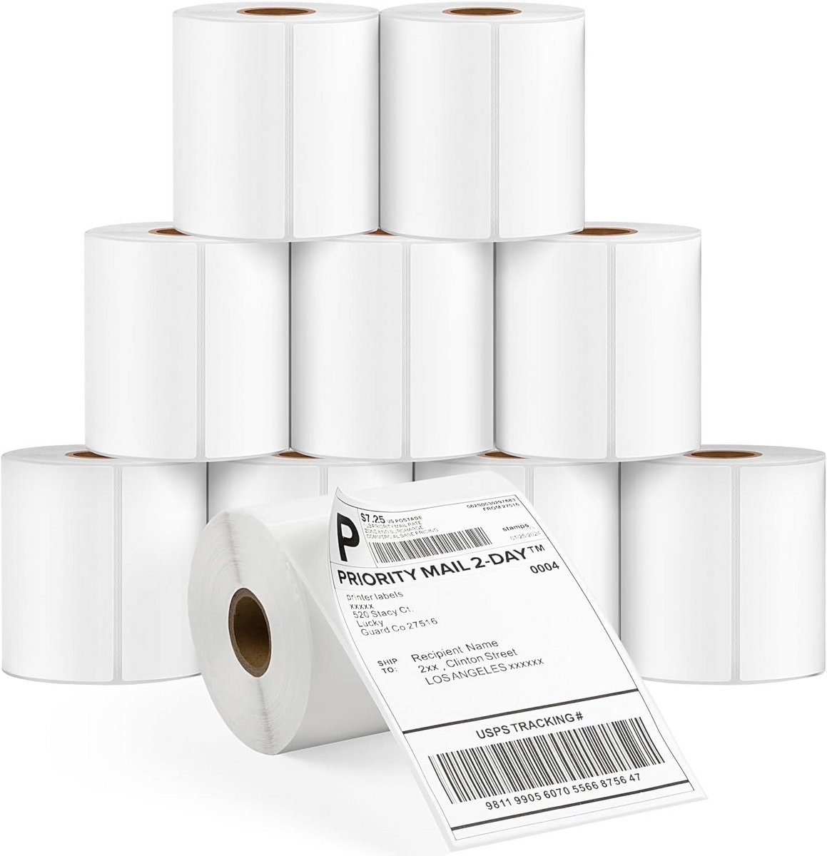 4x6 Direct Thermische Verzendlabels - 2500 Wit Etiketten op 10 Rollen