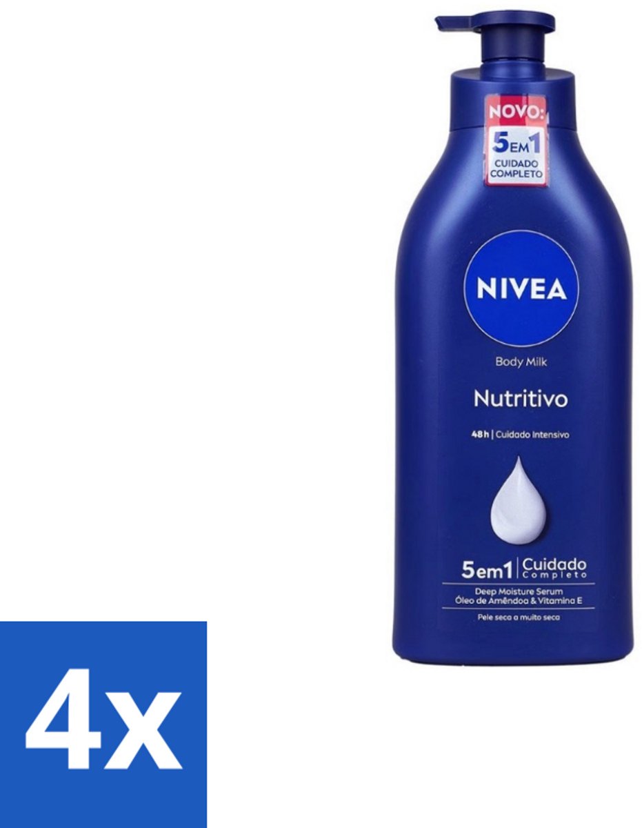 4 x Nivea – Bodymilk – Original met Pomp – 500 ml - Bodymilk - Hydratatie - Huid Verzorging - Huidbarrière - Amandelolie