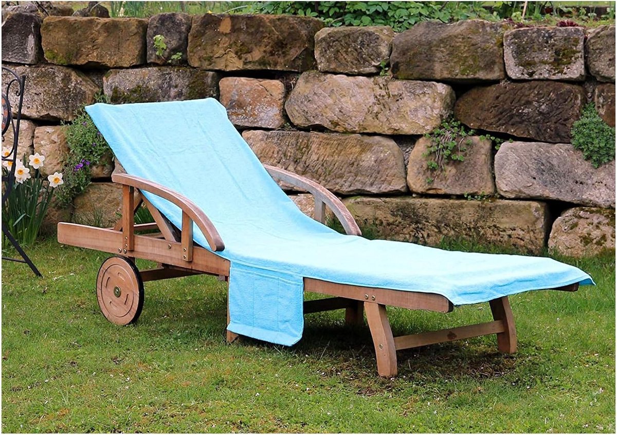 Zachte Badstof Ligstoelhoes Petrol Blauw 200x70 cm - Absorberende en Huidvriendelijke Besc