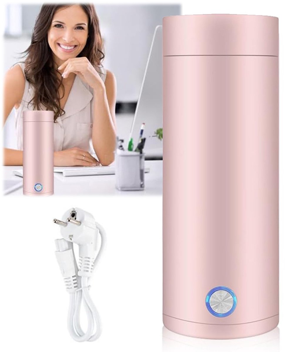 Draagbare Waterkoker - Heetwaterdispenser - Camping Waterkoker - Kleine Waterkoker - Reis Waterkoker - Mini Waterkokers - 400ML - Roze - 7,5 x 20,5 cm — afbeelding 6