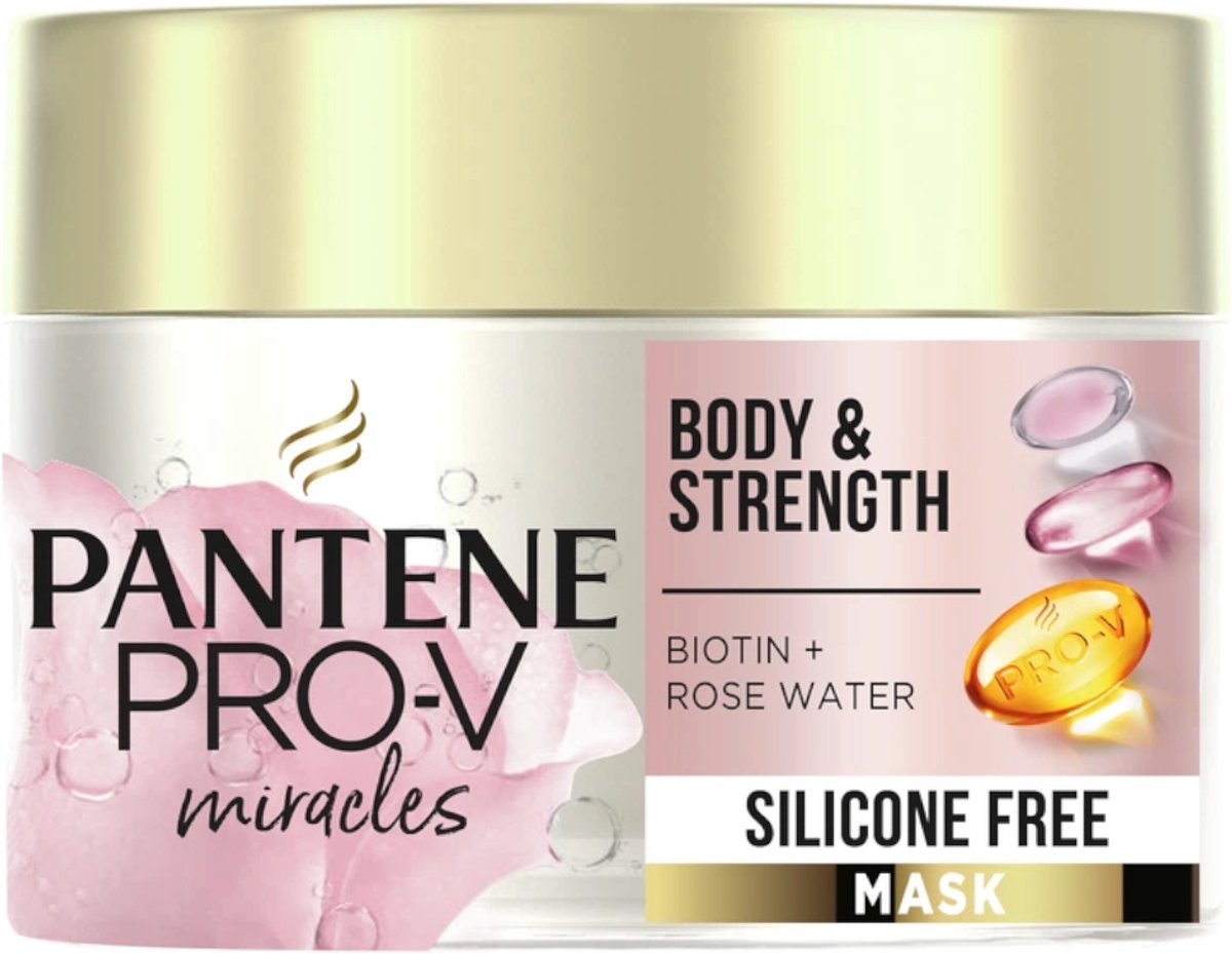 Pantene Masker - 160ml - miracles - body & strenght biotin+rose water