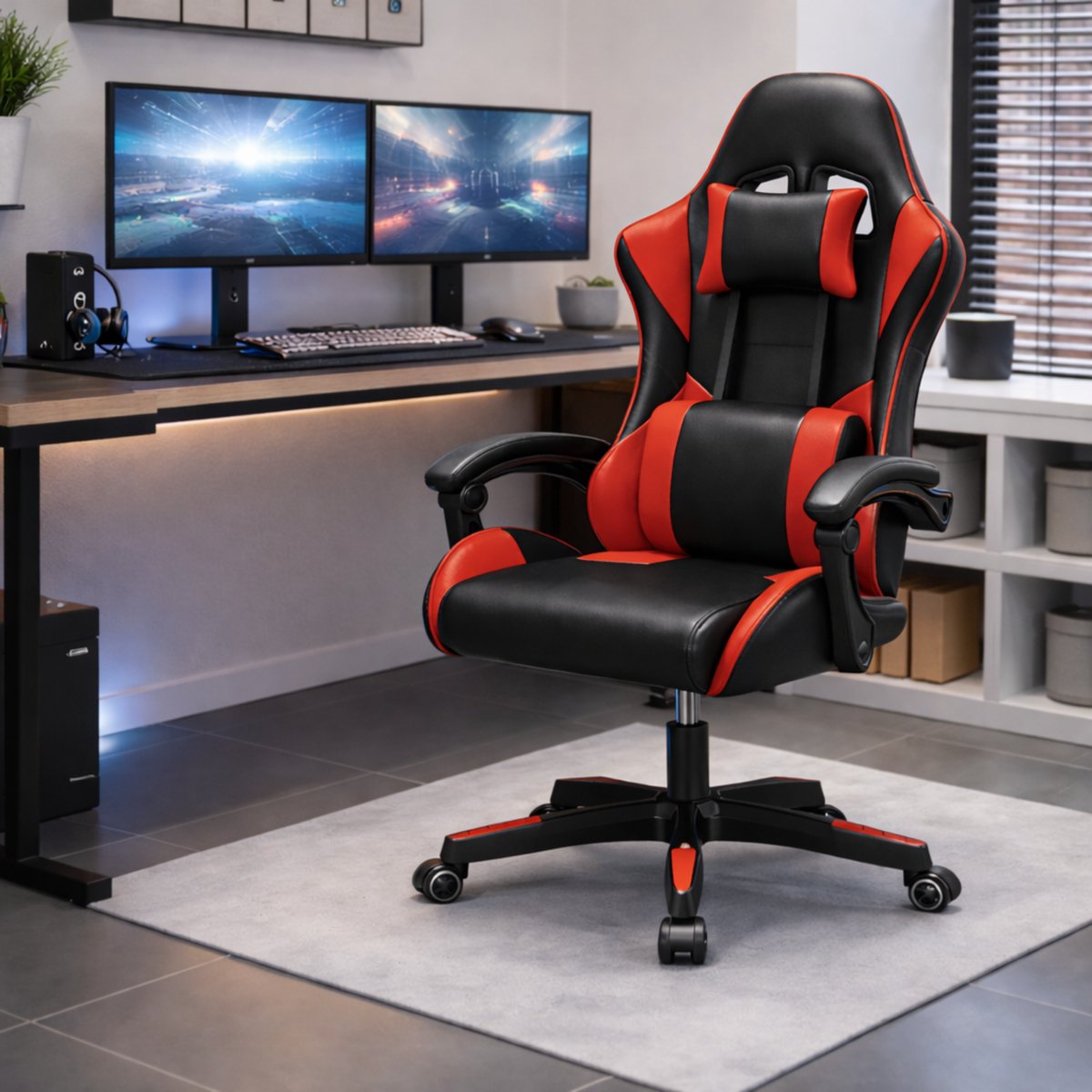 Bayt Gamestoel - Gaming chair - Zwart en rood thumbnail 4