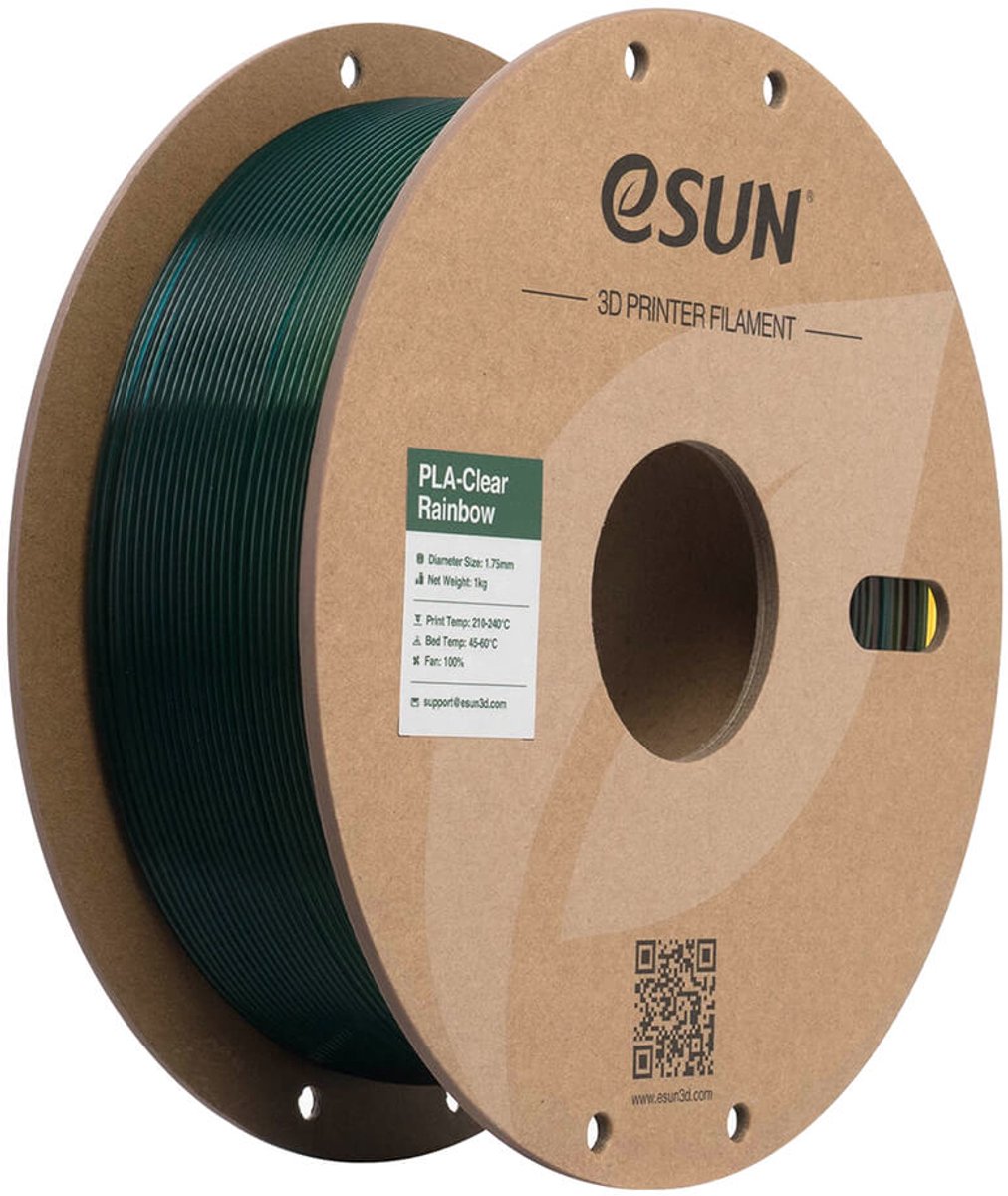ESUN PLA-Clear Rainbow Transparante Regenboog B / Translucent Rainbow B - 1 kg - 1.75 mm - 3D printer en 3D pen filament Doorzichtig regenboog B / Transculant Rainbow B
