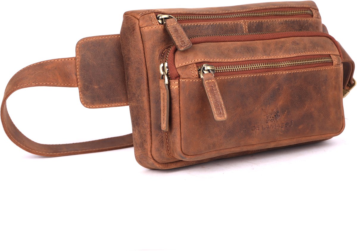 DE LAMASSU® (Isla) Leren Heuptas & Crossbody – Echt Leer – Vintage Design – Lichtgewicht – Unisex – Luxe Geschenkverpakking
