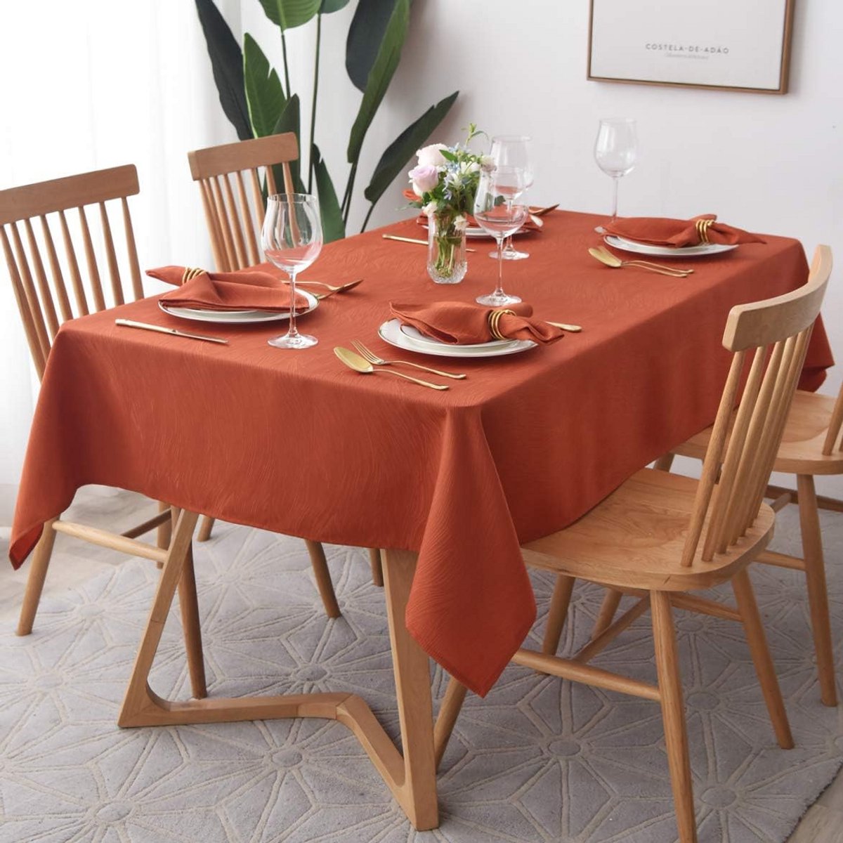 Jacquard Stoffen Servetten Wervelpatroon Roest - Set van 4 Luxe Tafellinnen