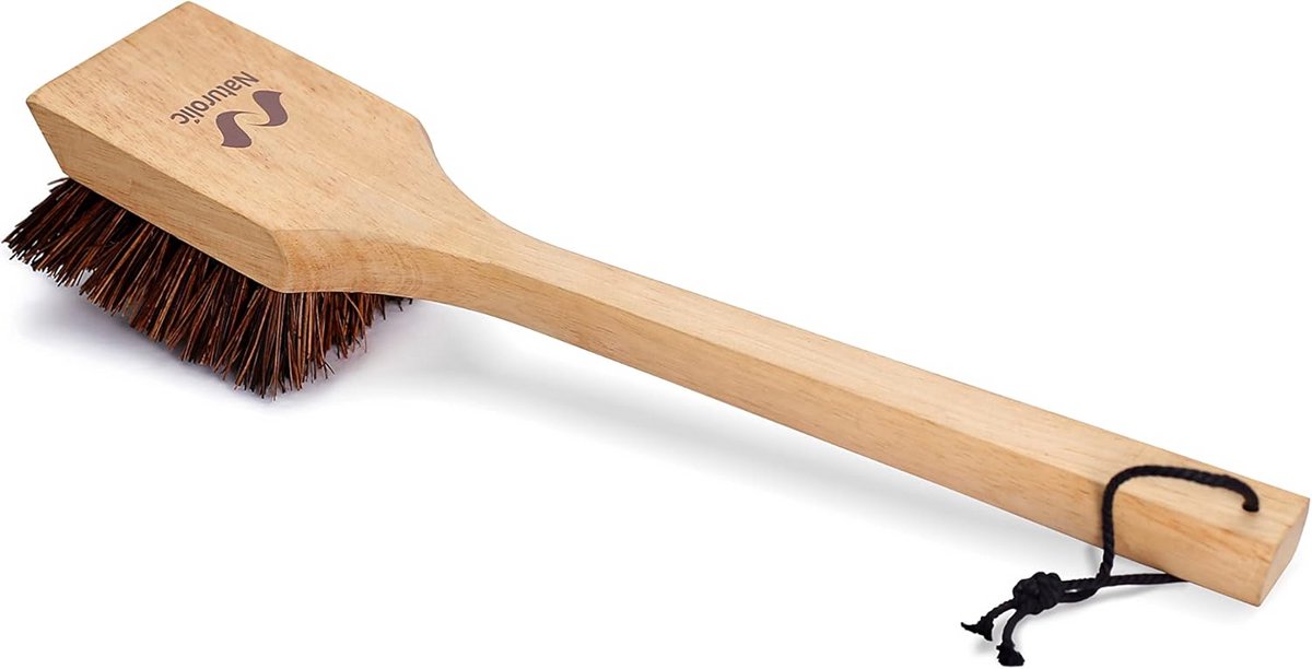 Natuurlijke Houten Grillborstel en Schraper met Schuurborstelharen