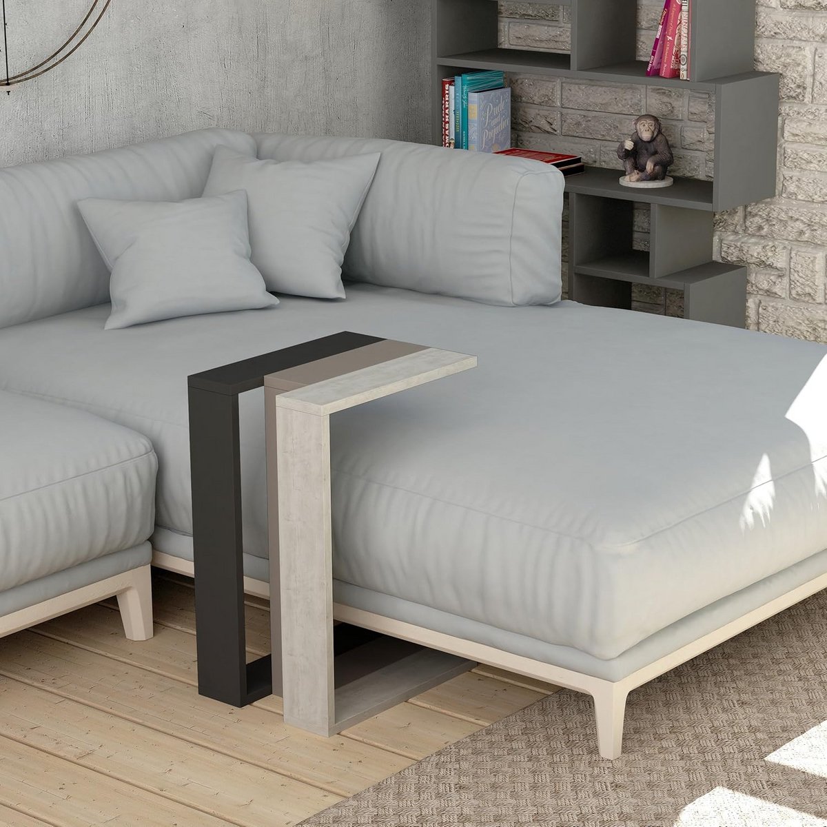 Houten bijzettafel 2 niveaus - Compacte salontafel voor woonkamer of slaapkamer