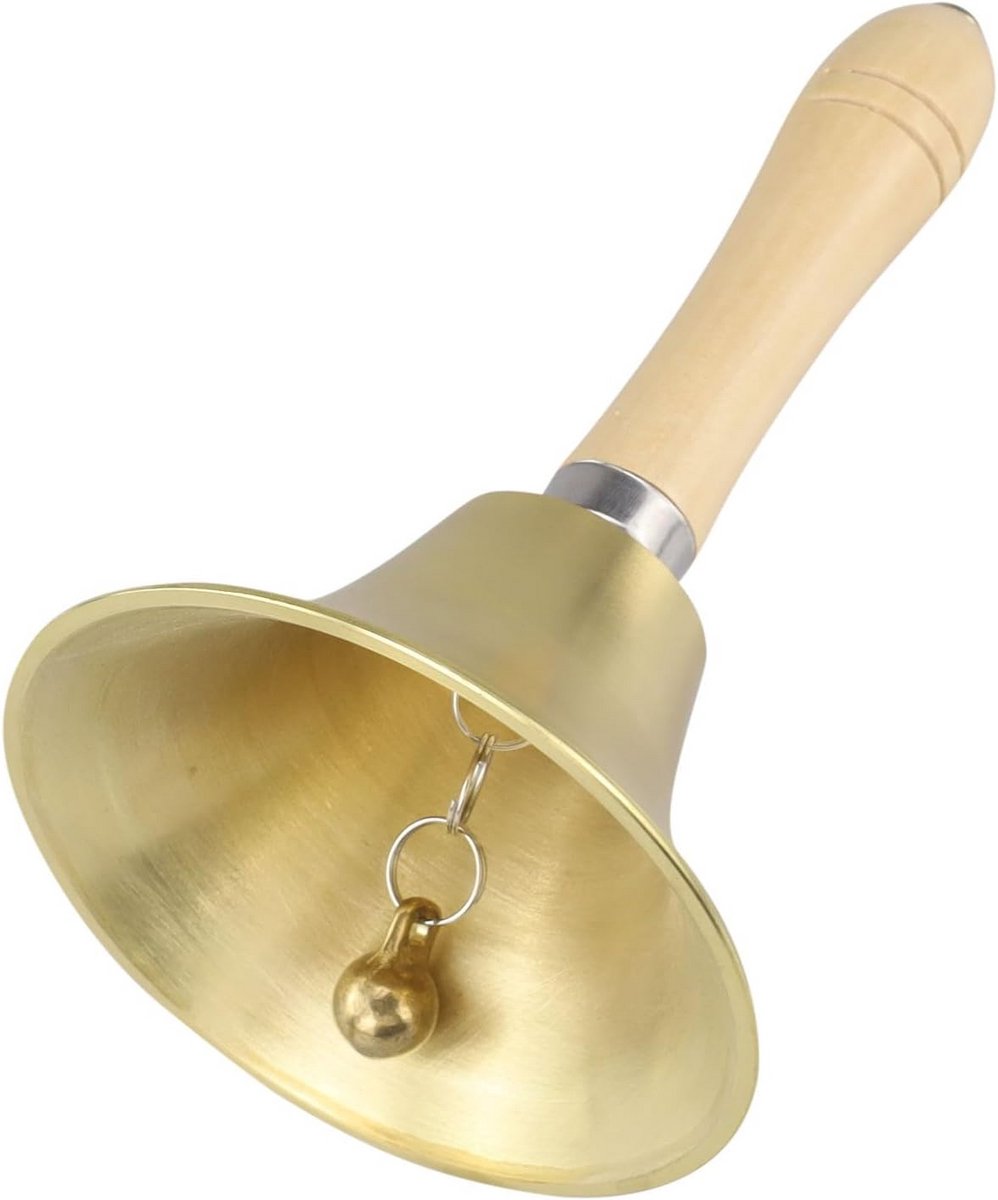 Luid klinkende gouden handbel met Houten Handvat voor Ceremonies en Meldingen