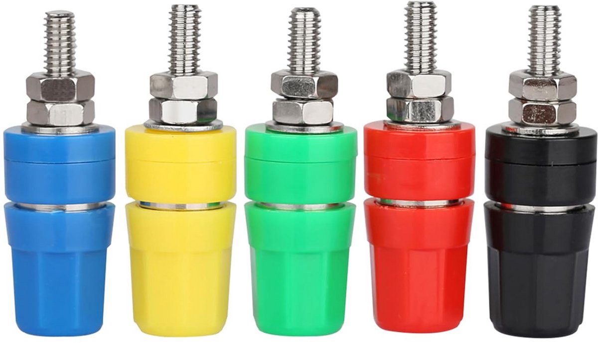 Adapter Connectoren - Banaanstekker Adapters - Audio Verbindingen - Tinned Brass - 5 Stuks - Multicolor