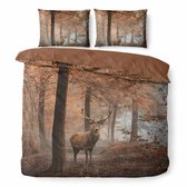 Dekbedovertrek Set 3D Bedrukt 4 Stuks, Morbuy Beddengoed Set Microfiber Dekbedovertrek Inclusief Dekbedovertrek met Ritssluiting Kussenslopen Flat Sheet, Nordic Forest Elk (Kleur 4, King-220x230cm