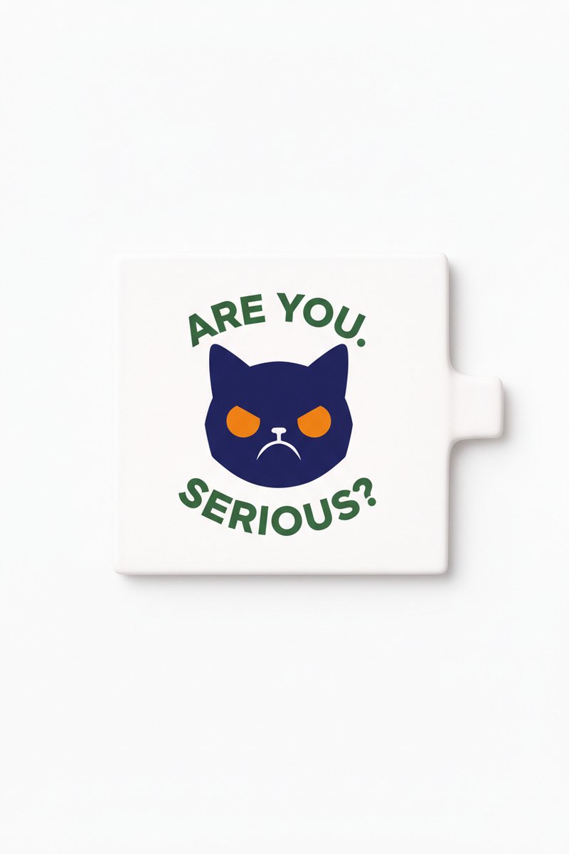 Bedruk King Grappige Kat Keramische Tegel – Are You Serious Quote Wanddecoratie Cadeau voor Kattenliefhebbers Wit