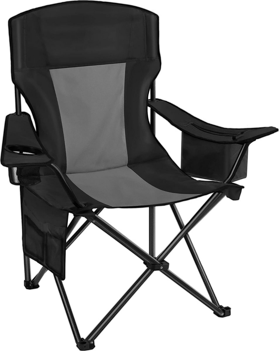 Luxe Opvouwbare Campingstoel XL - Extra Brede Comfort Voetenstoel met Koeltas en Bekerhouders