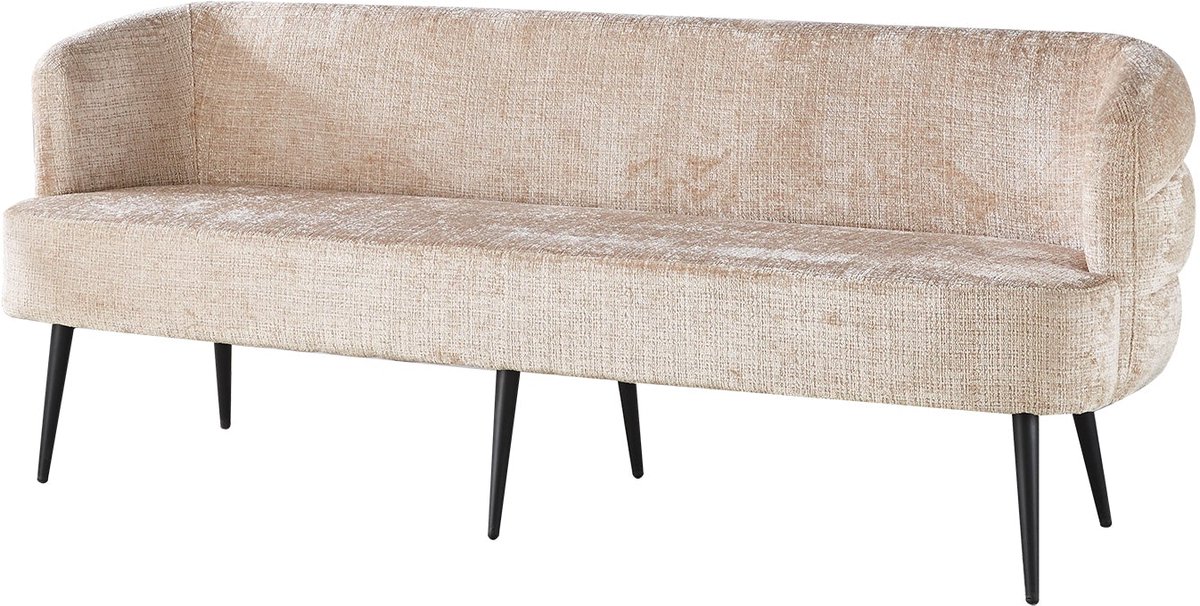 Eetkamerbank met armleuning Quinn 200cm taupe chenille eetbank