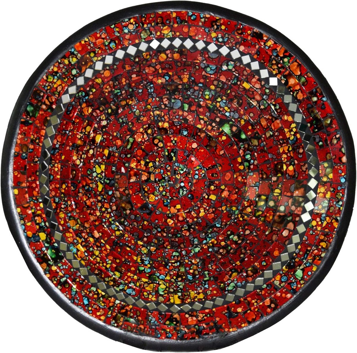 Grote Ronde Mozaïekschaal Decoratief Handgemaakt Spiegel Mozaïek Aardewerk Rood XXL