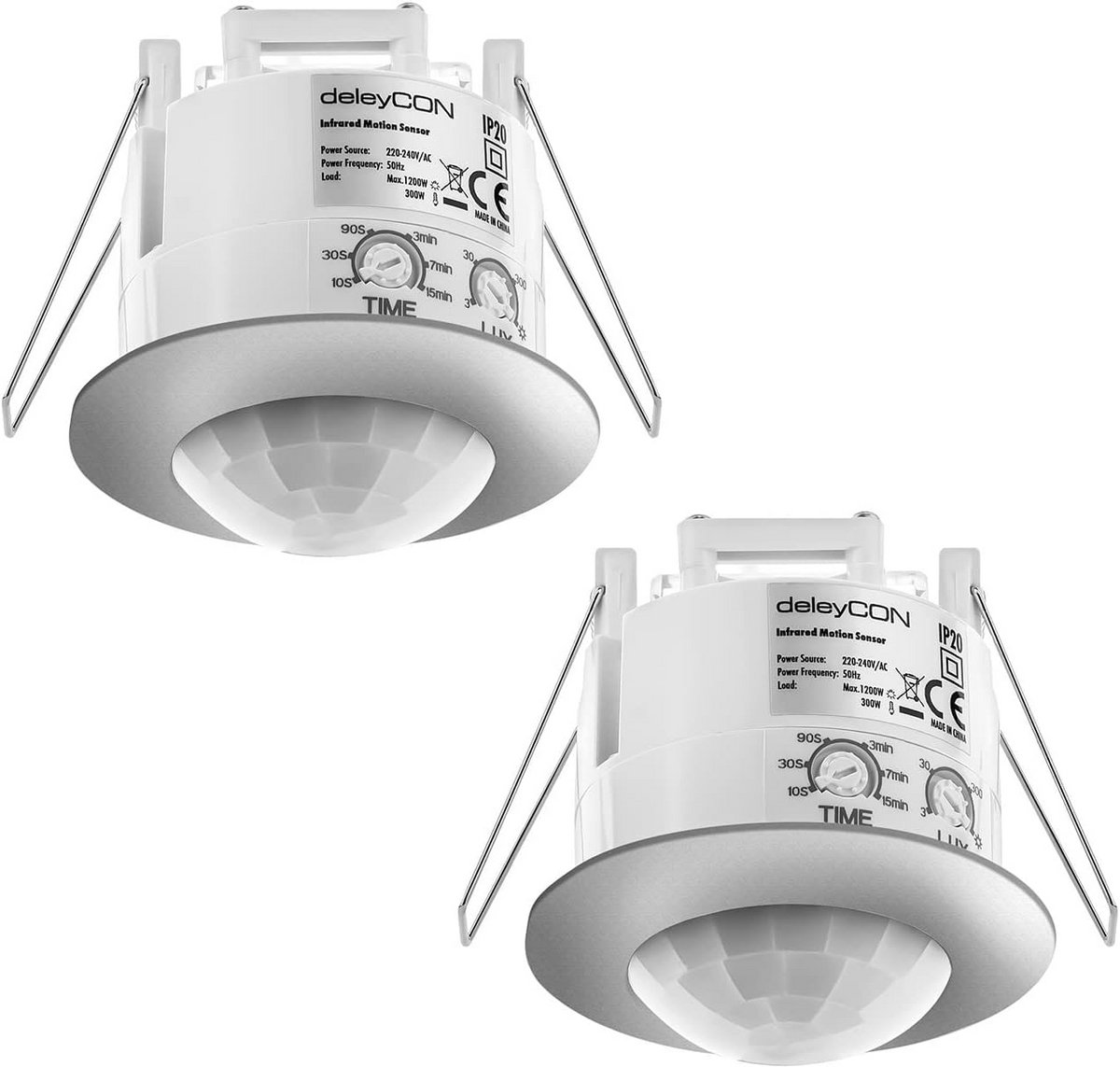 Infrarood Bewegingsmelder Plafond Inbouw - 360° Sensor met 6m Bereik - Instelbare Lichtgevoeligheid