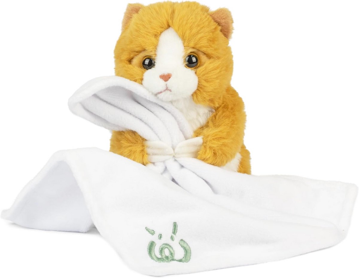 Knuffel Gember Kitten Pluche Dier met Deken - Zacht Speelgoed voor Baby's en Pasgeborenen
