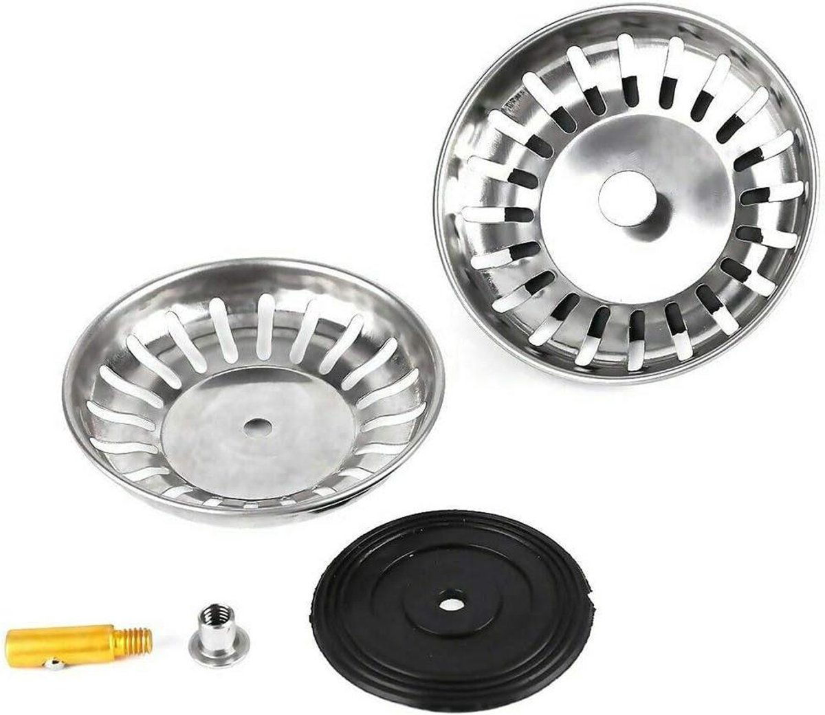 RVS wastafelstopper 2 stuks, 8 cm - Haarvanger en voedselafval filter voor gootstenen