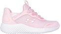 Roze Skechers Slip-ins sneaker met witte zool en roze S-logo.