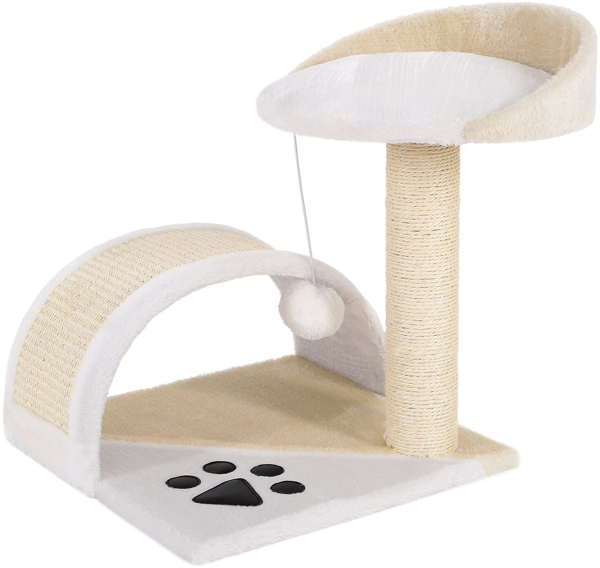 lionto Krabpaal kat compact, met krabboog & speelbal 43 cm beige/wit