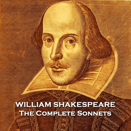 Portrait de William Shakespeare avec le texte "WILLIAM SHAKESPEARE THE COMPLETE SONNETS".