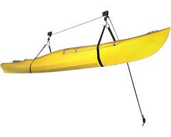 Fietslift Kajaklift - Plafondlift Kano - Ruimtebesparend Opbergen - 57 kg Draagkracht - 16m Touw 2.35m Riem - Zwart