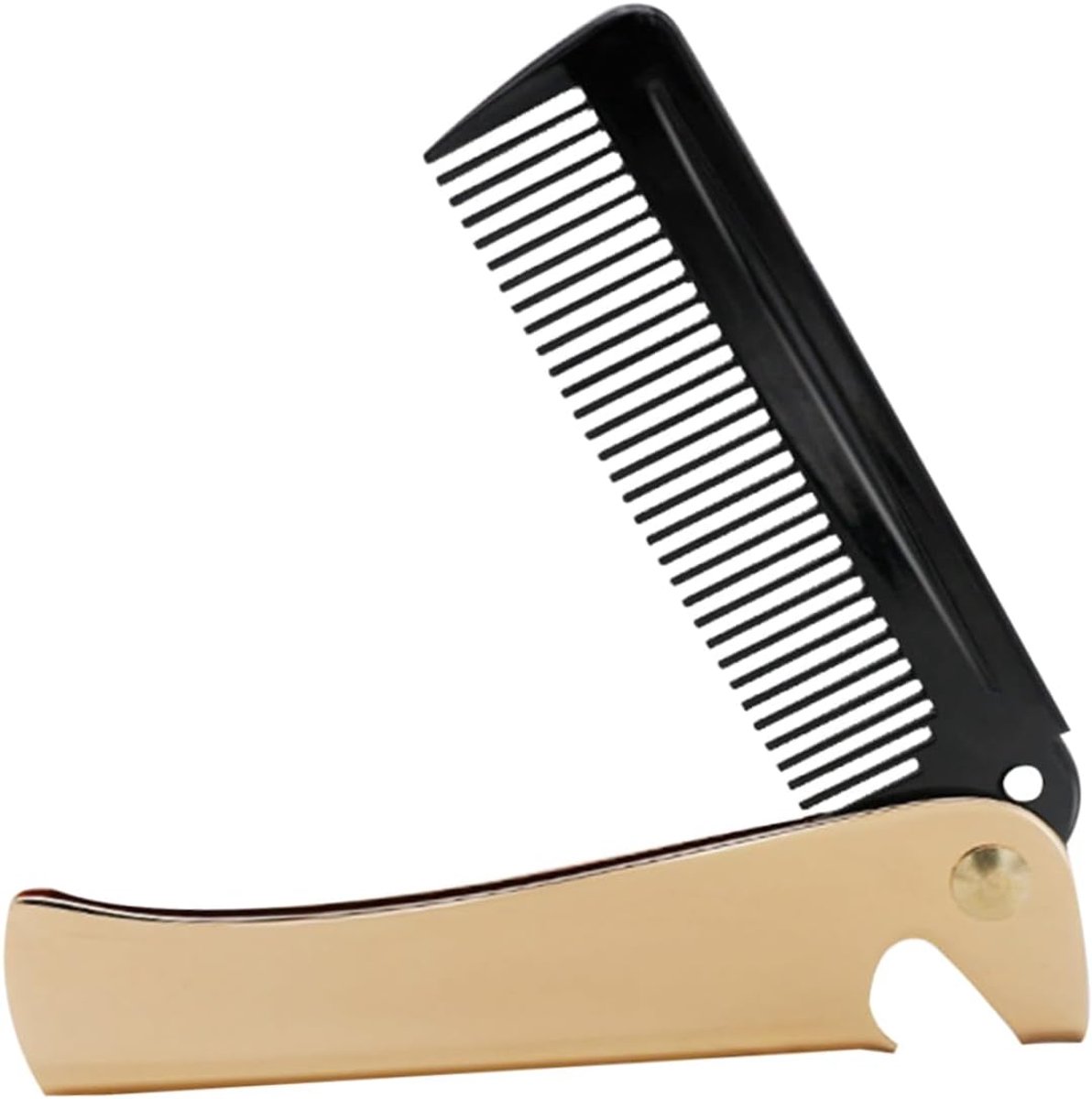 Baardkam Mannen - Opvouwbare Kam - Baard Styling - Roestvrij Staal - 20.5 cm - Goud