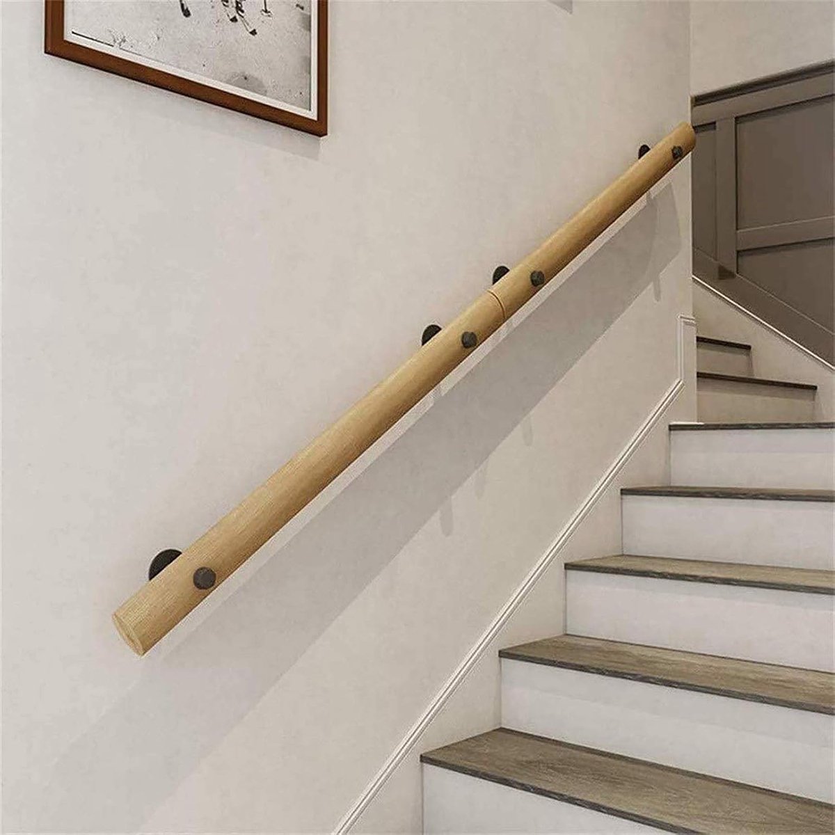 Houten Trapleuning - Steun voor trap - Veiligheid thuis - Massief hout - 30-300cm - Onbehandeld