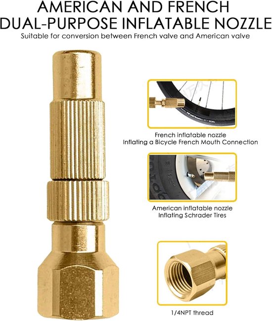 Bandenopblaas Adapter - Luchtpomp Mondstuk - Snelle Bandenpomp - Universeel Ventiel - 12x6x6 cm - Zwart — afbeelding 5