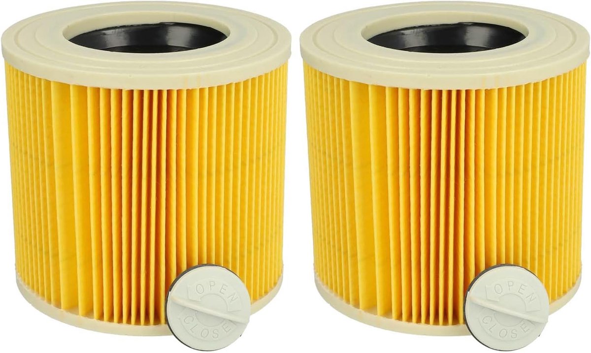 Stofzuigerfilters Set - Vouwfilters Patroonfilters - Nat Droog Zuigen - Perfecte Pasvorm - 12 x 12 x 11.3 cm - Geel