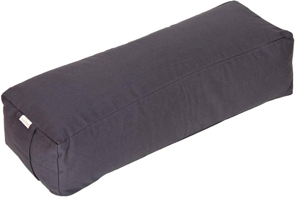 Yoga Bolster Rechthoek - Yogakussen Steun - Restoratieve Yoga - Wasbare Katoenen Hoes - 60x20x14 cm - Grijs
