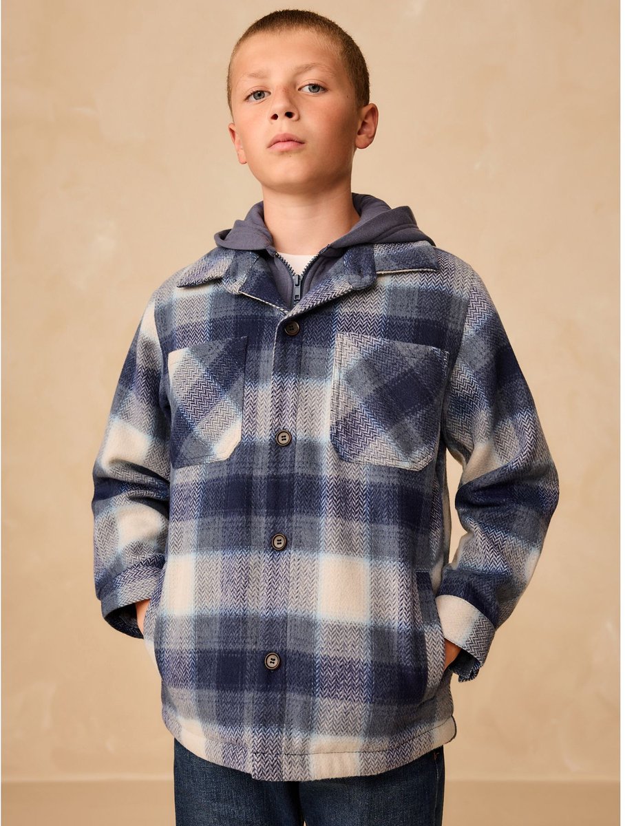 Next - Jongens - Geruit borgleren gevoerd jack - Blauw