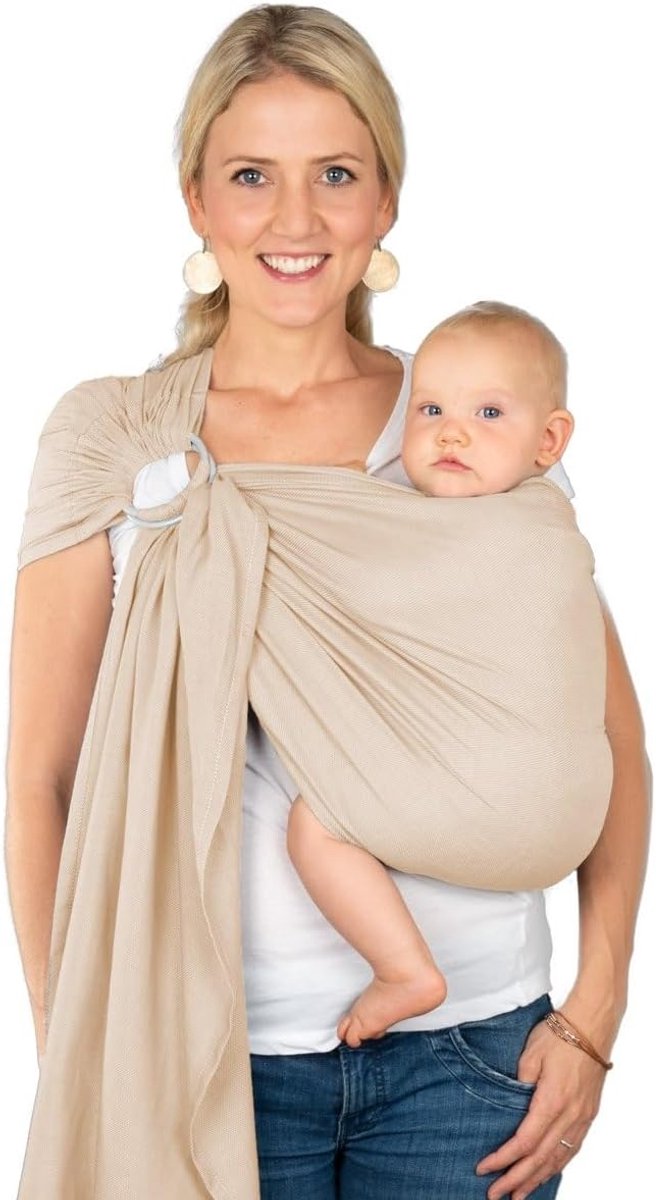 Draagdoek Ringsling - Babydraagdoek baby - Snel dragen - 100% katoen - 200x70 cm - Hamburg frappé
