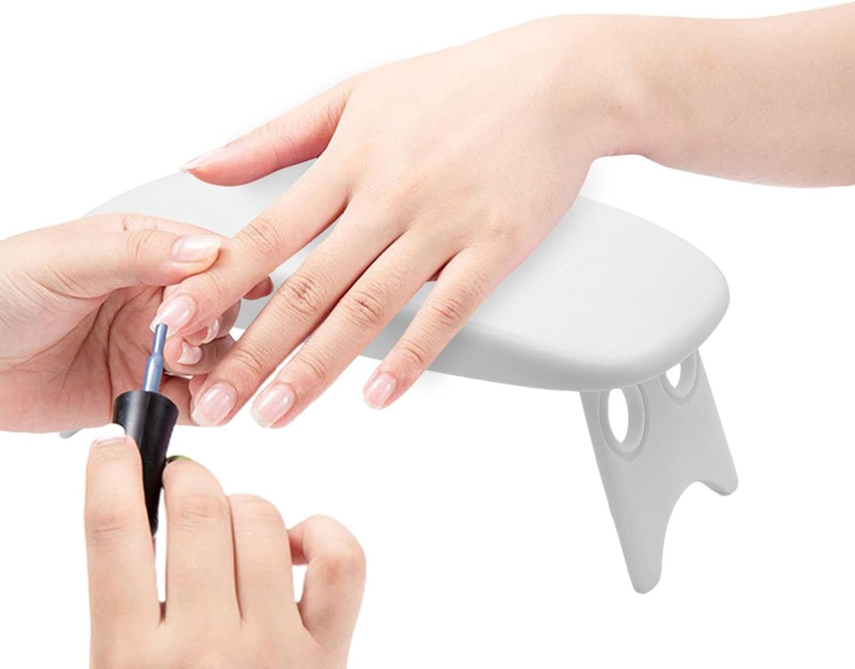 Nagel Armsteun - Manicure Kussen - Nagels Zetten - Inklapbaar Ontwerp - 20x9.6cm - Zwart