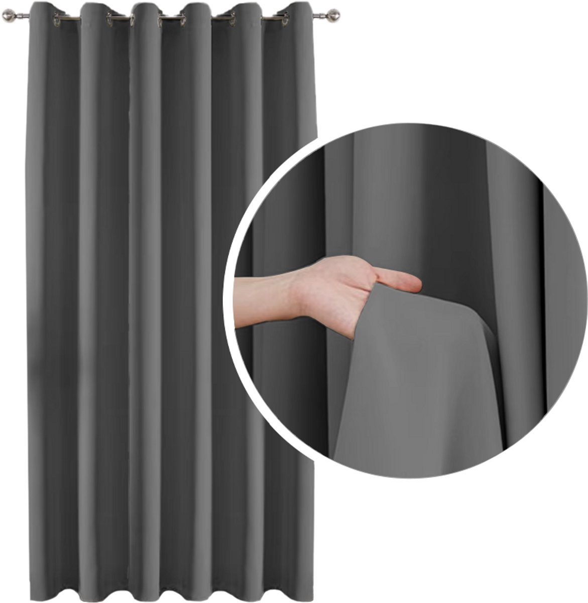 Meble od Nowa - Verduisterend Gordijn - Ciemnogrijs - 140x250 cm - Ringen