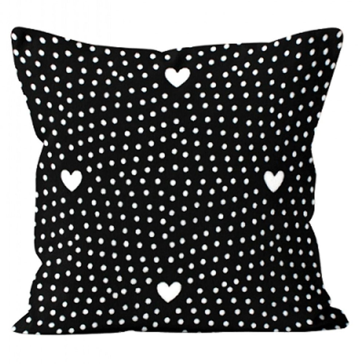 Domarex Cupid Serie - Sierkussenhoes - 40x40 cm - Zwart/Wit - Kropjes Hart
