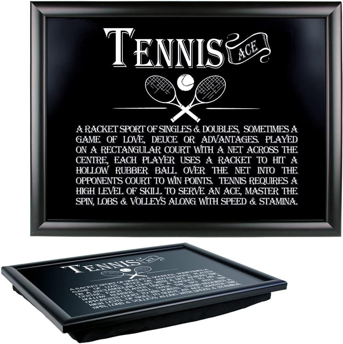 Tennis Dienblad - Hars Dienblad - Ontspannen Zitten - Rechthoekige Vorm - Zwart
