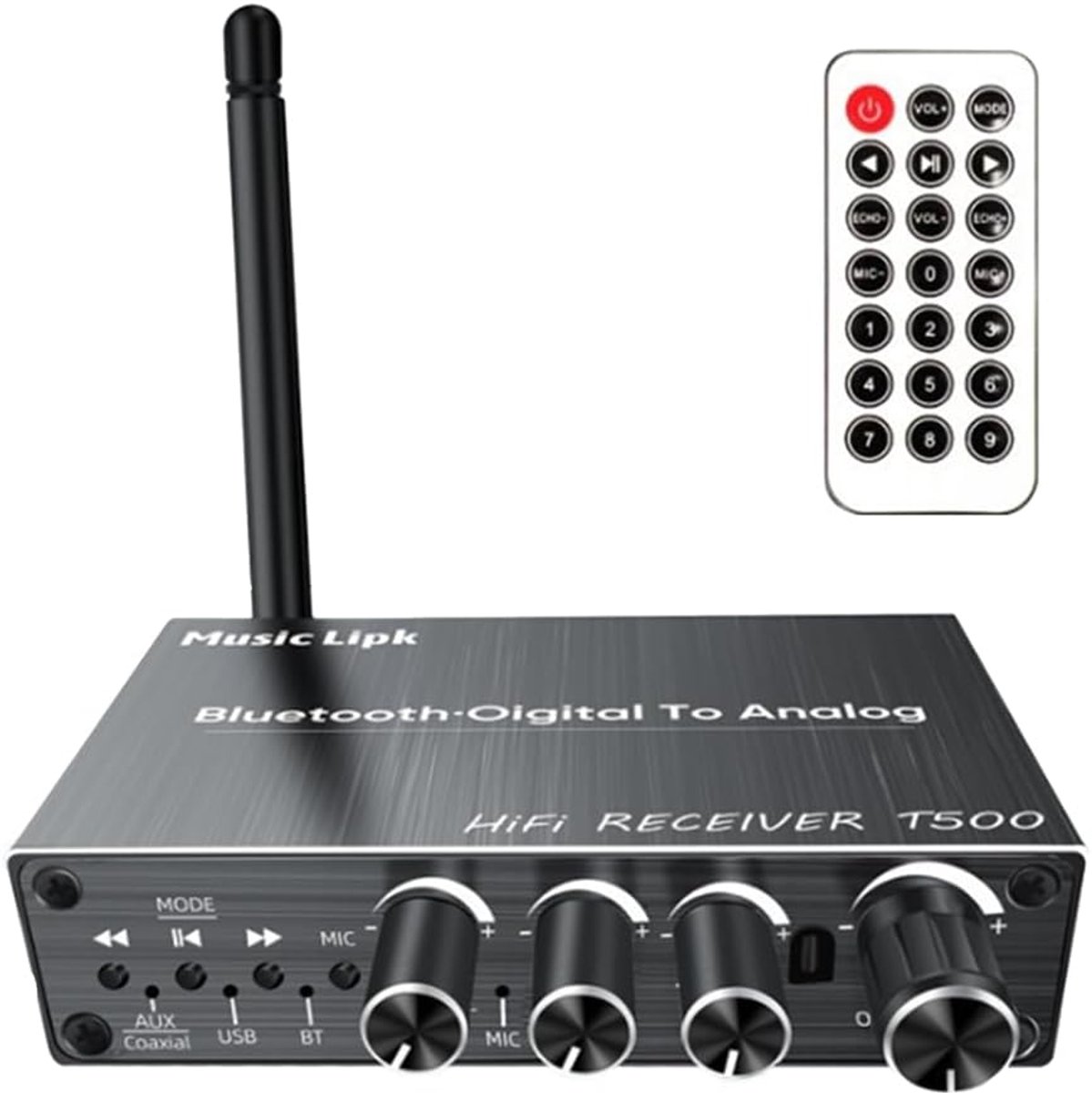 Audio Ontvanger - Draadloze Adapter - Muziek Streamen - Bluetooth 5.3 - 17x13x4 cm - Zwart