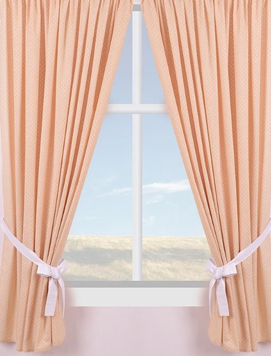 Extrapościel Serie - Kant-en-klare Gordijn - Beige met Witte Stippen - 160x250