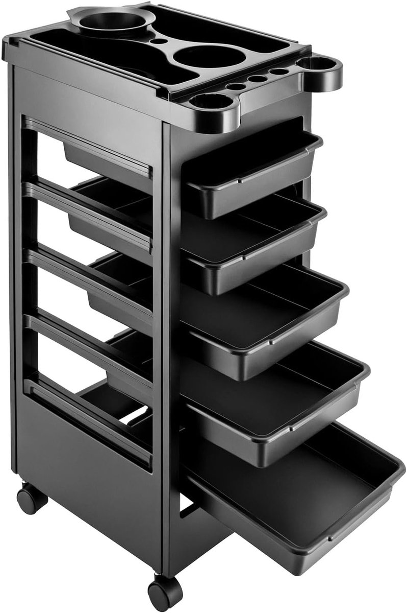 Salonwagen - Kapperskar - Professionele Styling - 5 Laden Verfschaal - 50x32x81 cm - Zwart