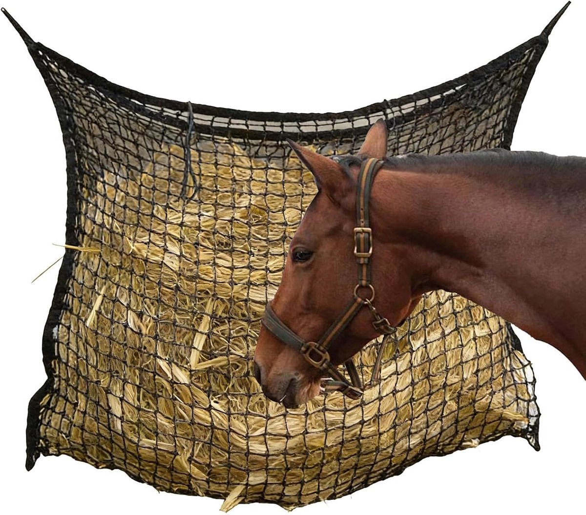 Hooinet Paarden - Voerzak Dier - Langzaam Voeren - Scheurvast Beetbestendig - 100x160cm - Zwart