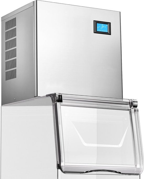 Commerciële ijsmachine - Ijsblokjesmaker machinekop - 163 kg/dag Capaciteit - Roestvrij staal - Zelfreinigend - Instelbare ijsblokjesmaat - Opslag voor 156 ijsblokjes - Alleen kop van Merkloos — afbeelding 3