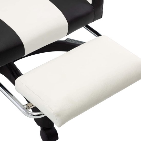 Gaming Stoel - Comfortabele Zetel - Intensief Gamers - Ingebouwde Voetensteun - Zwart Wit — afbeelding 2