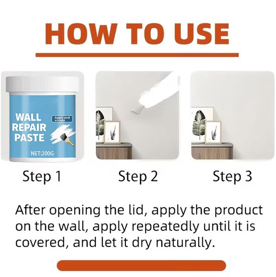 Gipsplaatreparatieset - Muurherstel Kit - Renovatie projecten - Waterdichte formule - 200 gram van Merkloos — afbeelding 4