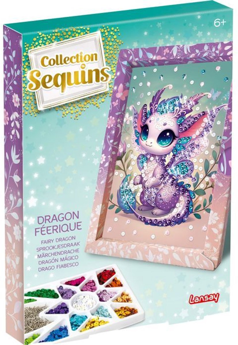 Creatieve Hobbykit - LANSAY - Sprookjespaillettencollectie - Draak - Vanaf 6 jaar oud