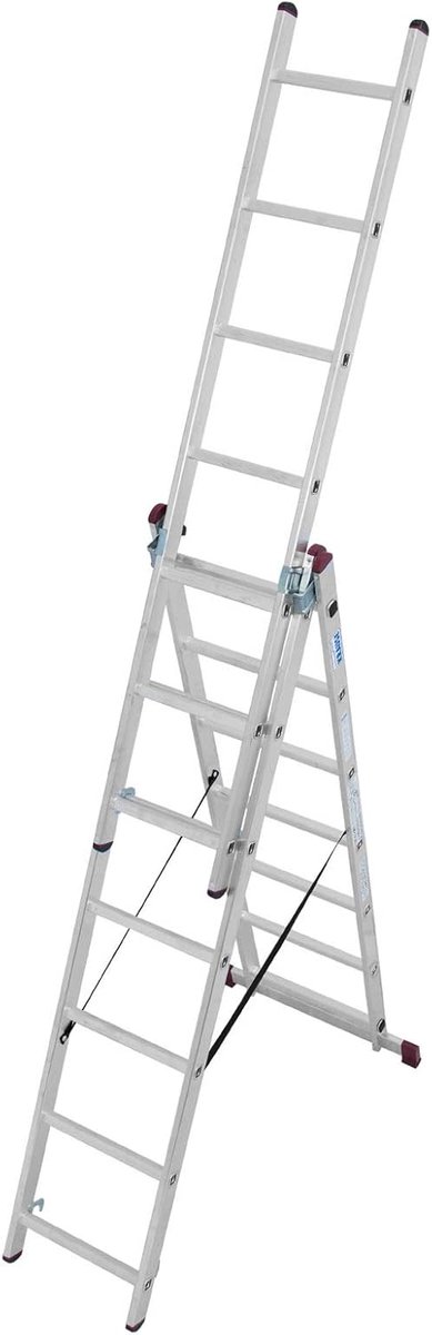 Multifunctionele Ladder - Aluminium Werkplatform - Veilig Klussen - 3-Delig Afneembaar - 5.1 Meter Hoog - Zilver