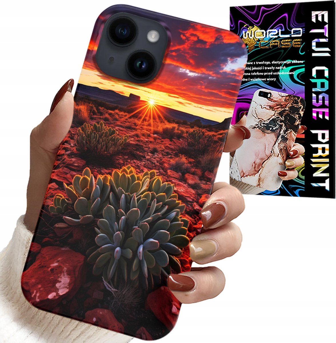 HOESJE VOOR IPHONE 15 PLUS - MEXICAANSE WOESTIJNUITZICHTEN HOESJE + GLAS