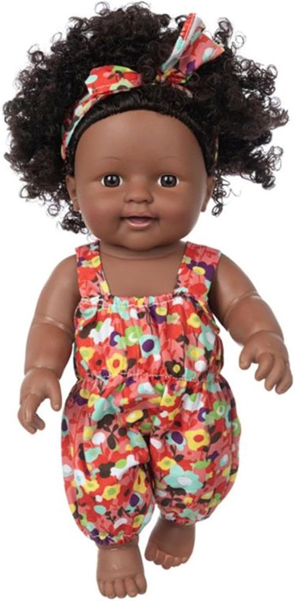 Realistische Babypop - Zwarte Pop - Kinderspel - Zacht en Veilig Materiaal - 30 cm - Stijl 2